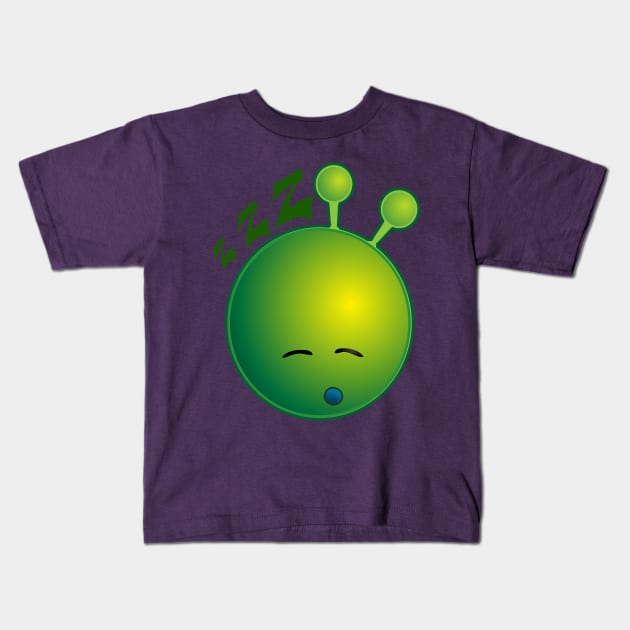 Sleepy Alien Monster ET Extraterrestrial Martian Green Man Emoji for Women, Men and Kids 15 Kids T-Shirt by PatrioTEEism